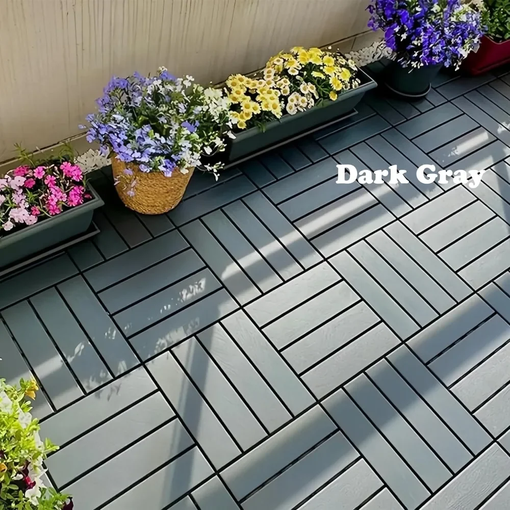 Interlocking Patio Deck Tiles Easy to Clean and Maintain. Ideal Use Plastic Material. (Dark Gray 36pcs) Freight Free Floor Tile