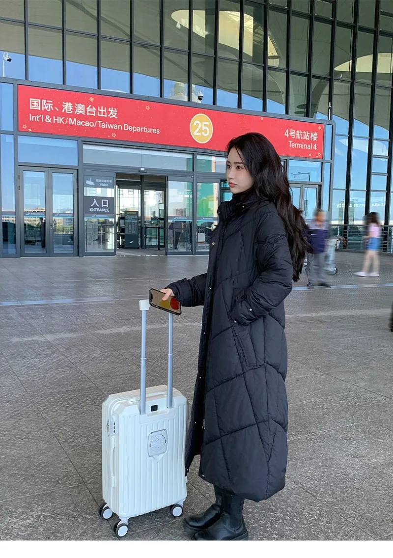 2026 Fashion Down Cotton-padded Jacket Women's Winter X-long Parkas Thicken Warm Top Hooded Coat Loose A-line Quilted Outerwear