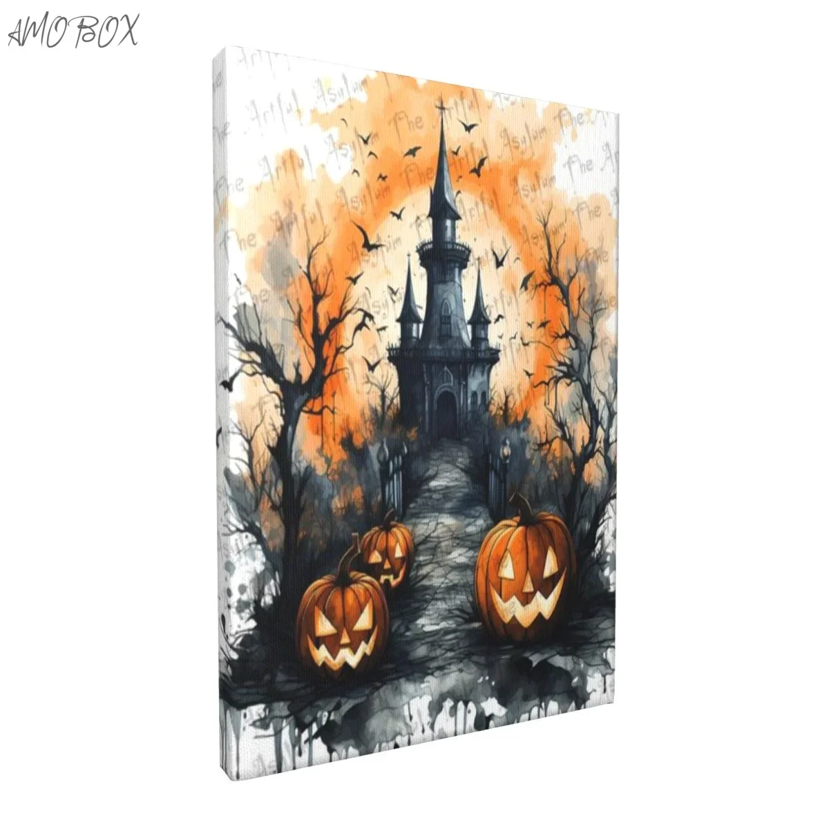 AMOBOX-Halloween Haunted Castle Decorative Paintings, Wall Art, Room Decoration, Unframed Painting, 12x18in, 624815703