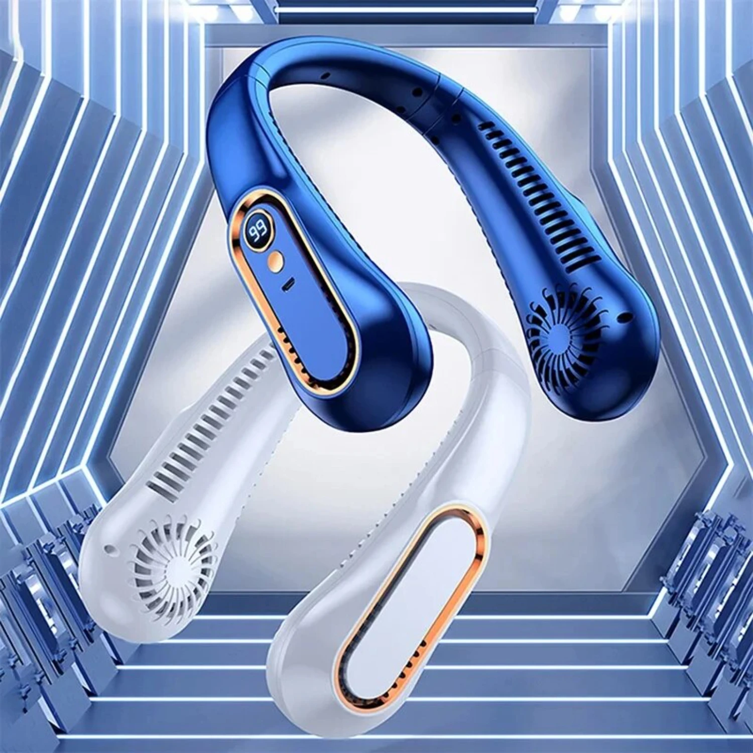 Ventilatore da collo ultra portatile senza lama con ricarica USB: design innovativo ed elegante per studenti, uffici, sport e rilassanti D