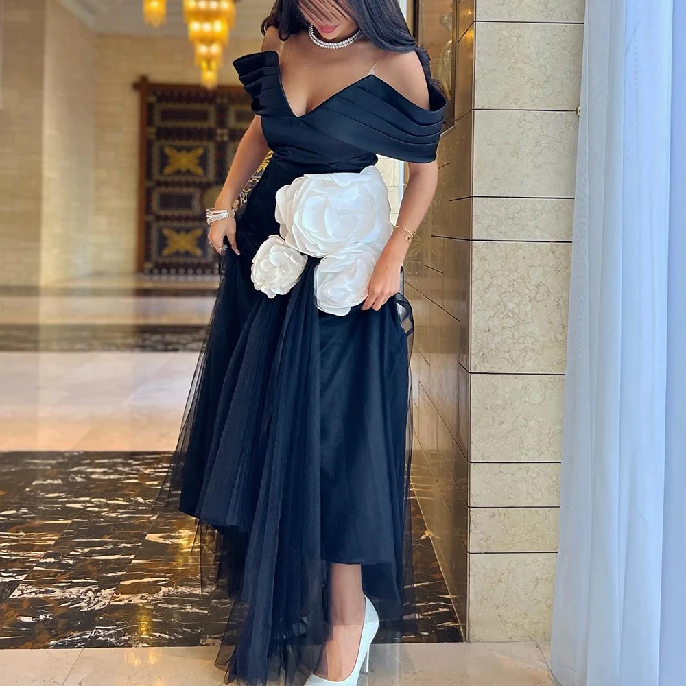 Temperament A-Line Ankle Length Strapless Off the Shoulder Jersey Pleats Evening Dress Modern Photo Color vestidos de fiestaة