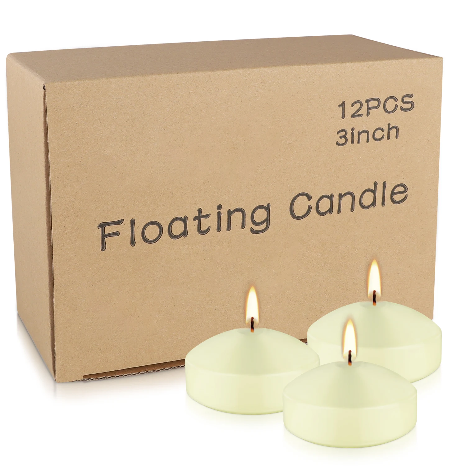 12 Pcs 3inch Ivory Floating Candles, 5-6 Hours Burning Time, Floating Candles, Portable Small Candle Set, Ignites This Beautiful, and Can Welcome Everyone Warm and Romantic Moments.