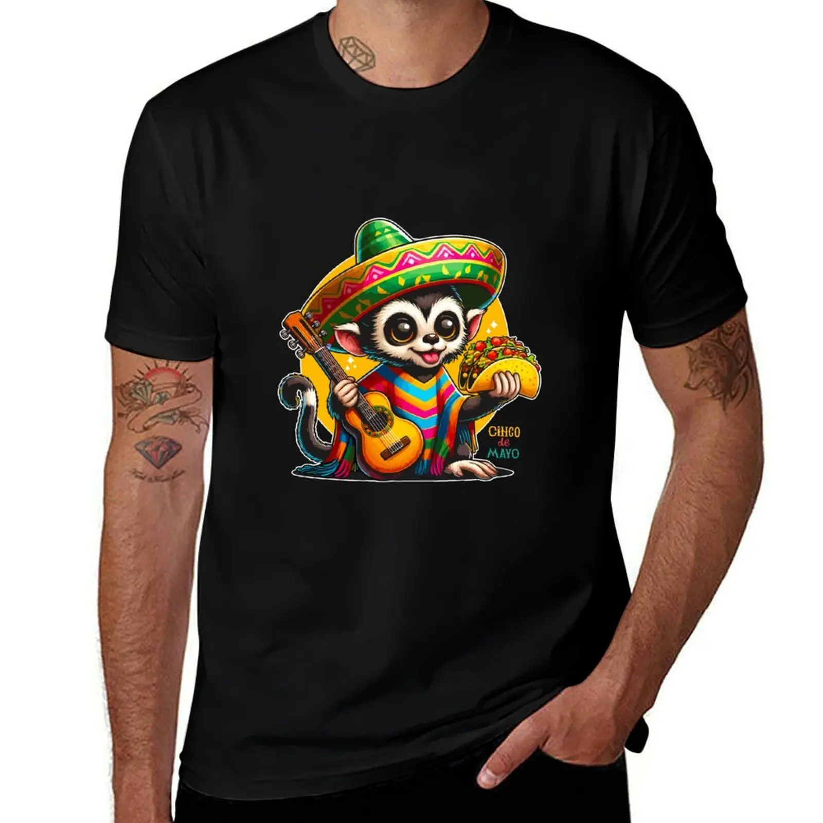 

Funny Kids Mexican Monkey With Sombrero and Poncho Cinco De Mayo T-Shirt anime shirt T-shirts oversize mens plain t shirts