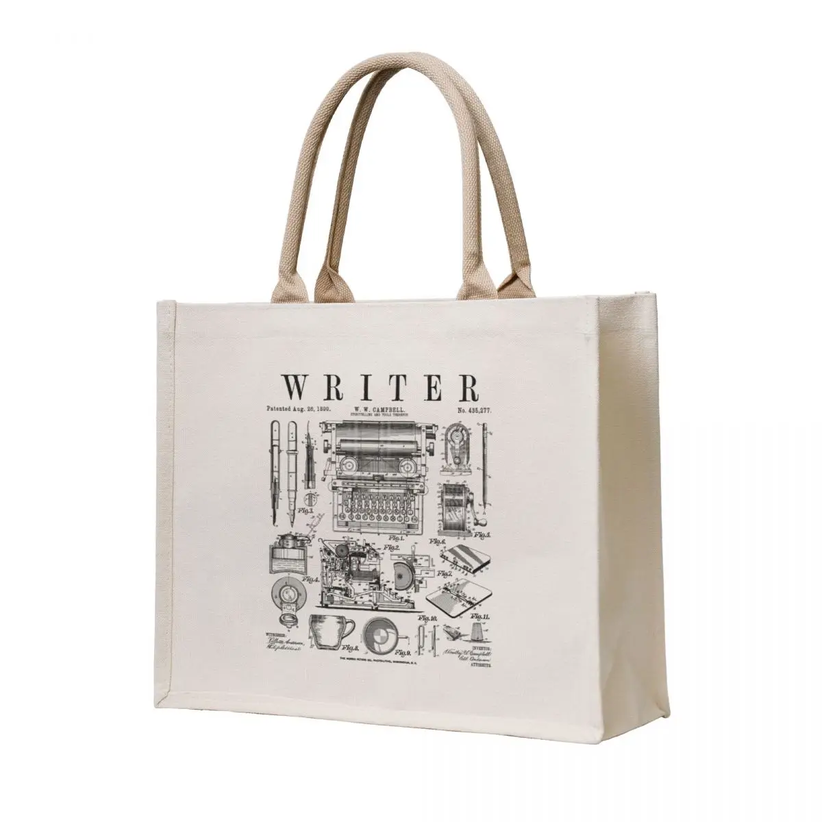 

Writer Author Novelist Bookish Writing Tools Vintage Patent Tote Bag Lady bags tote bag Beach bag