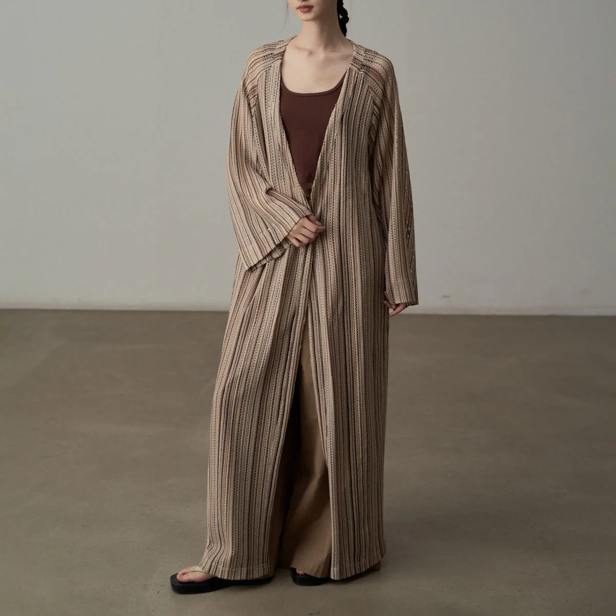 KWTX 2025 Nowa Sukienka Koszulowa w Paski, Płaszcz, Długi Rękaw, Dekolt w Serek, Jednorzędowa, Blokowanie Kolorów, Casualowa, Elegancka, Jesienna Odzież Wierzchnia Damska