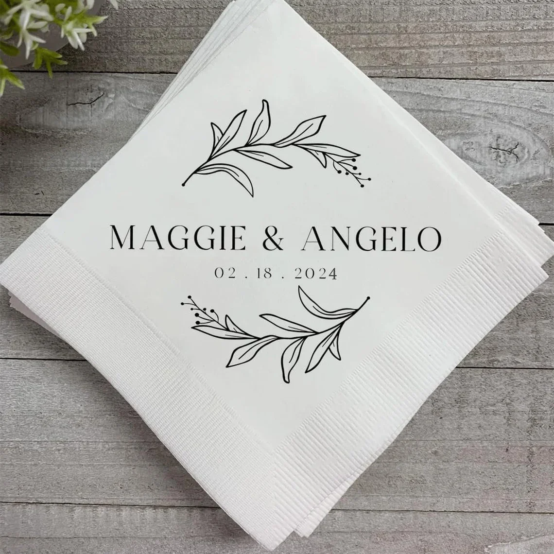 Minimalism Name and Date Wedding Napkins, The Day Before, One Night Away Napkins Wedding Cocktail Napkins for Wedding,Engage Coc