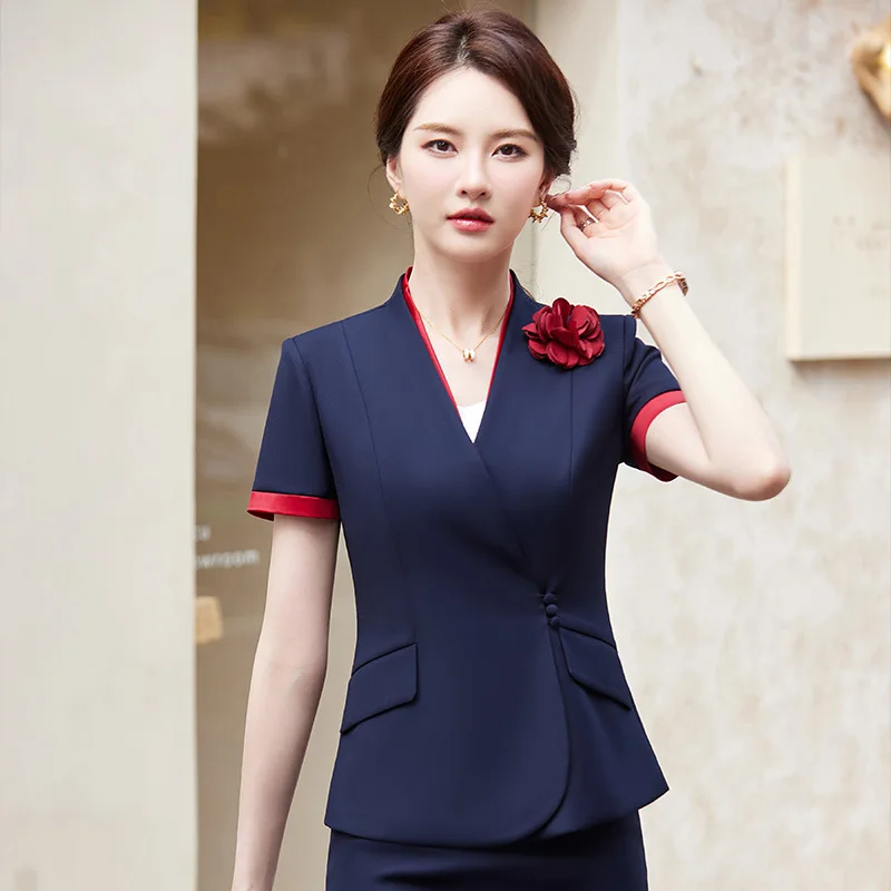 High-End and Fashionable New Business Suit Women's Formal Dress Summer High Sense Hotel Front Desk Technician Beauty Work Clothe