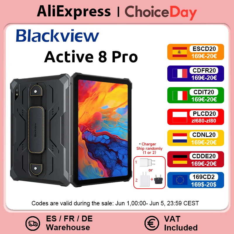 Blackview Active 8 Pro Robuste Tablets Android 14 10,36 Zoll 2,4K Display Helio G99 16 GB 256 GB