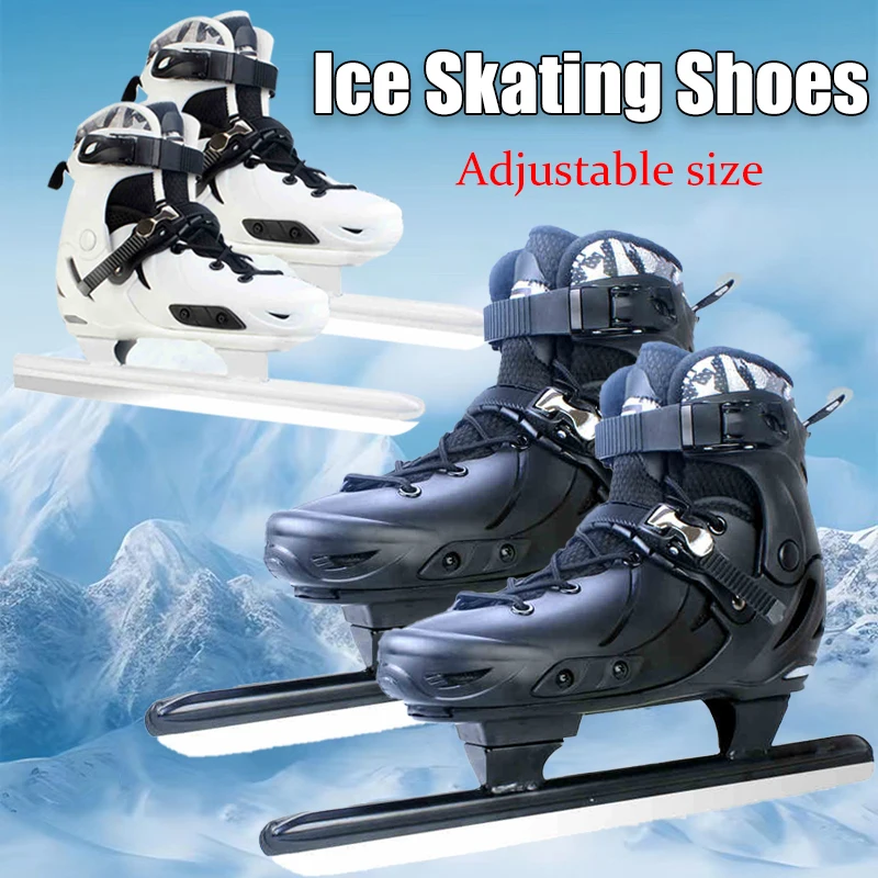 아이스 하키 Adjustable Size Ice Skates Hockey Shoes Youth Adult Thicken Thermal Warm Roller Skates Speed Skating Ice Skating Shoes