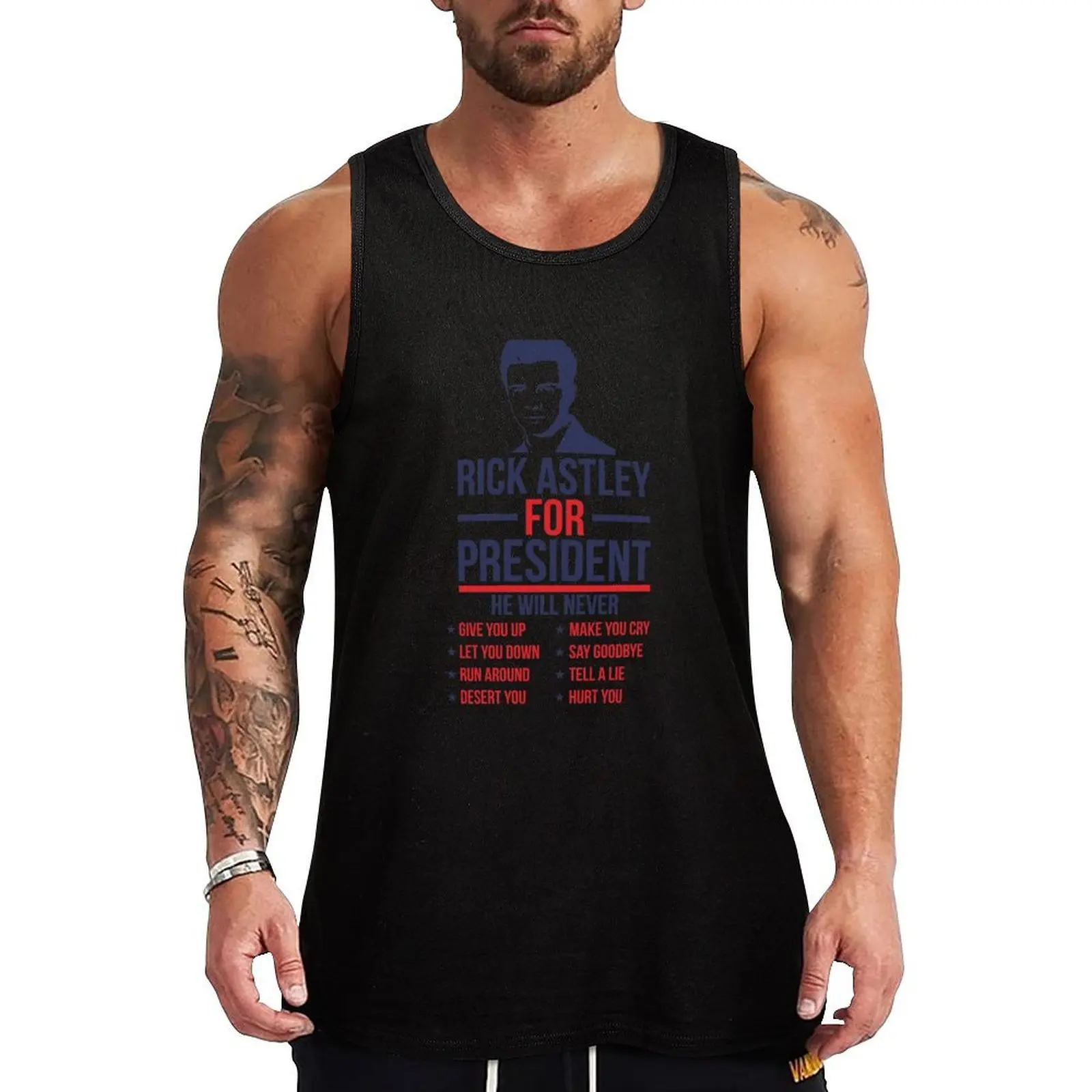 rick astley for president Tank Top Street Casual Tank Top Urban Sleeveless Shirt