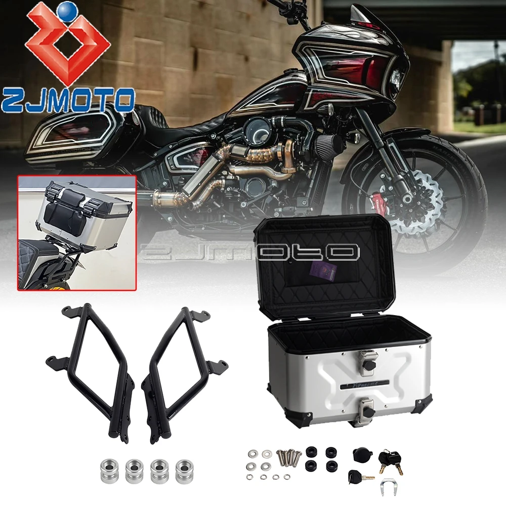 

42L Trunk Tour Tail Box Motorcycle Top Case W/ Quick-release Mounting Plate For Harley Softail Low Rider Sport Glide FLSB FXRST