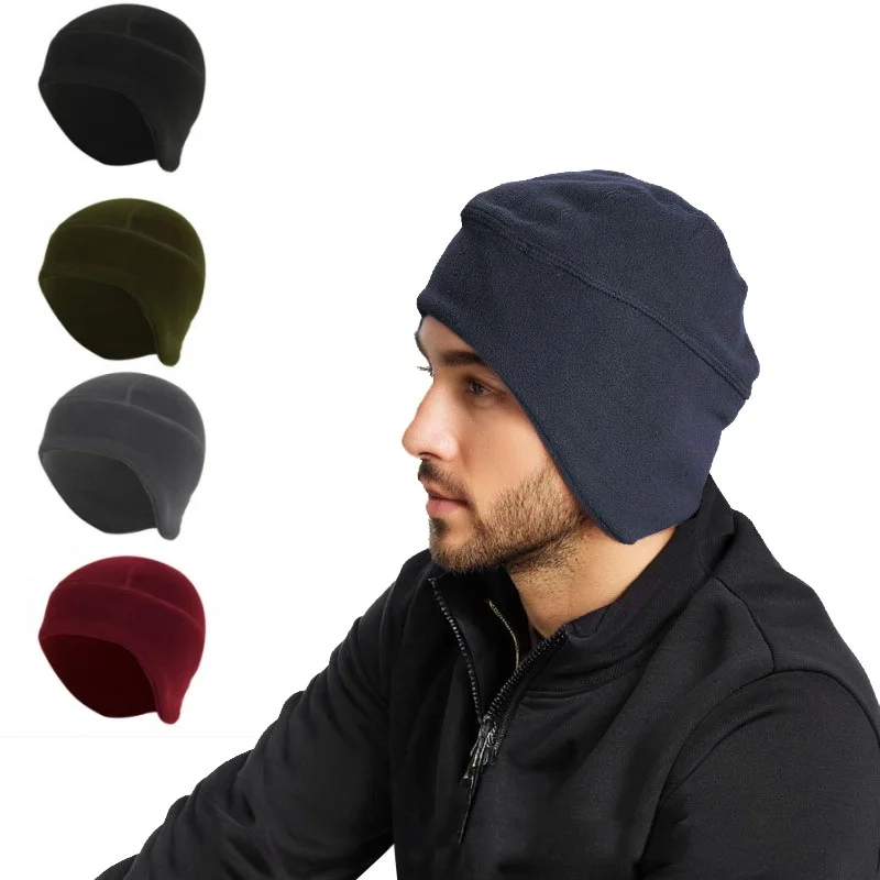 Motorcycle Cycling Thermal Fleece Ear Cover Hat Outdoor Winter Running Sports  Warm Beanies Cap Hiking Ski Snow Under Helmet Cap