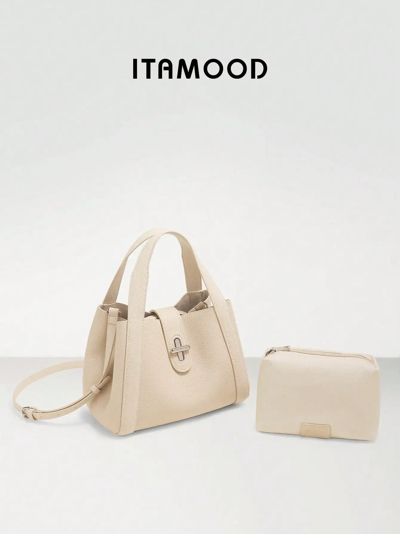 ITAMOOD Luxury Designer Brand Bag Cowhide Leather Handbag Minimalist Buckle Detachable Clutch Trendy Women\'s Shoulder Bag