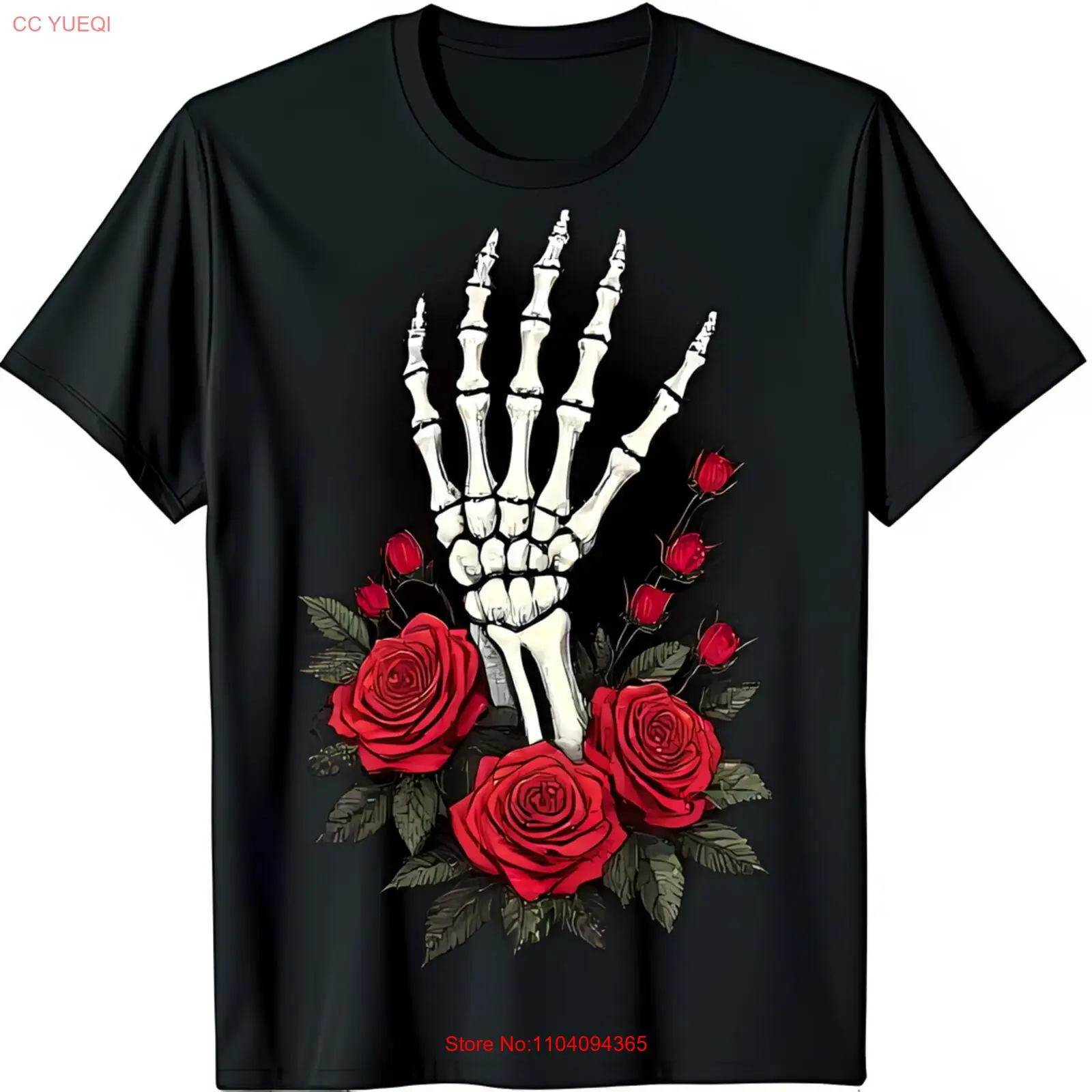 

Черная футболка с детальным скелетонизированным рисунком Red Roses