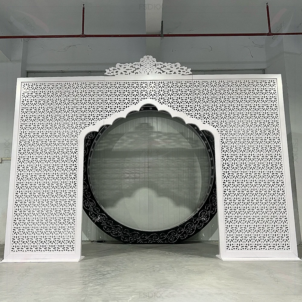 

Factory Customized Hollow Pattern Arch Panel White Arch Pvc Backdrop for Wedding Event Stage Backdrop Decoration