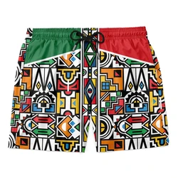 Men's Beach Pants Retro African Stripe 3D Printed Hawaii Shorts Men's Summer Breathable Trunks Fitness Street Men's Ropa Hombre