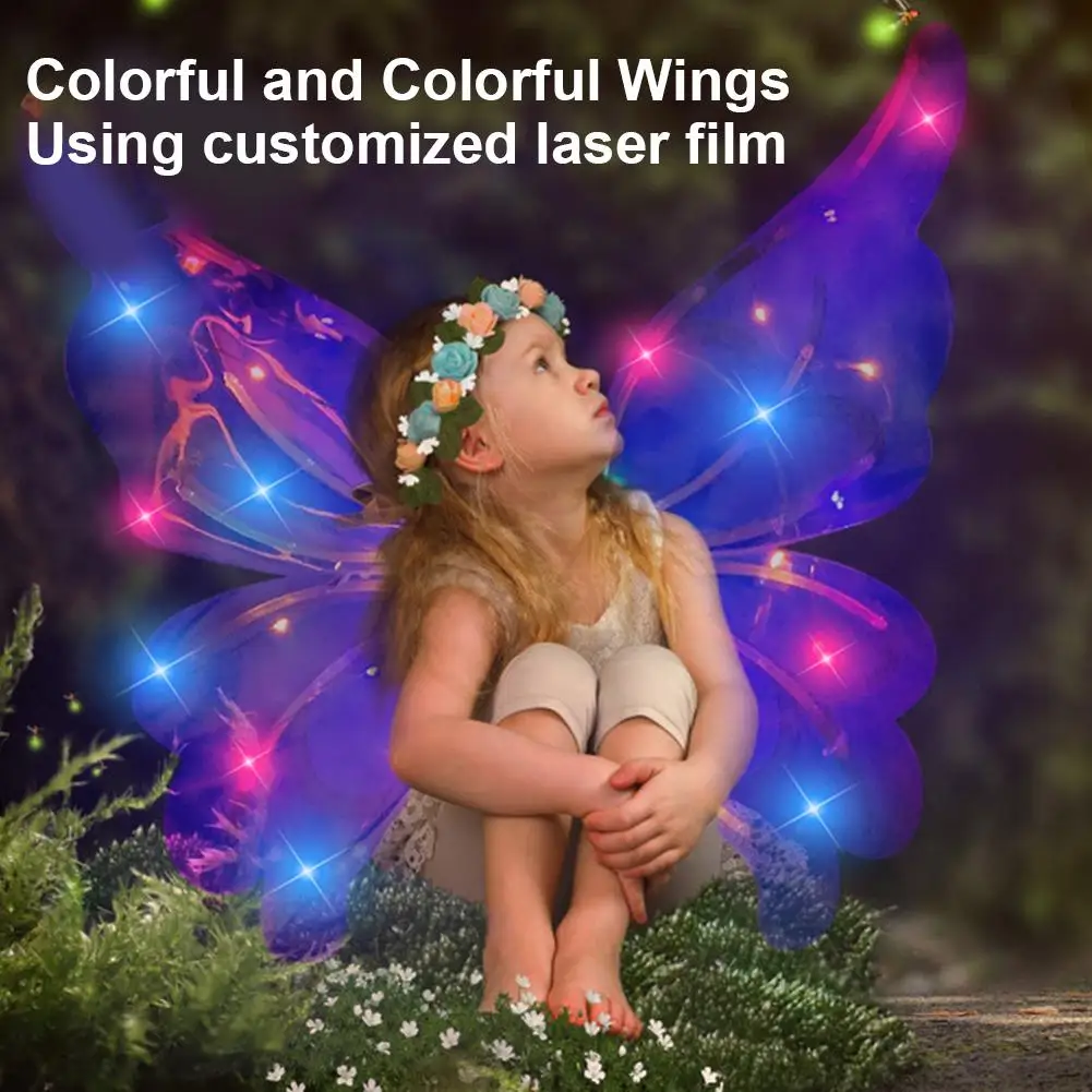 Electric Butterfly Wings Moving Elf Wing with Light Fairy Wings Cosplay Dress Up Angel Girls Toy Glowing Shiny Toys Gift