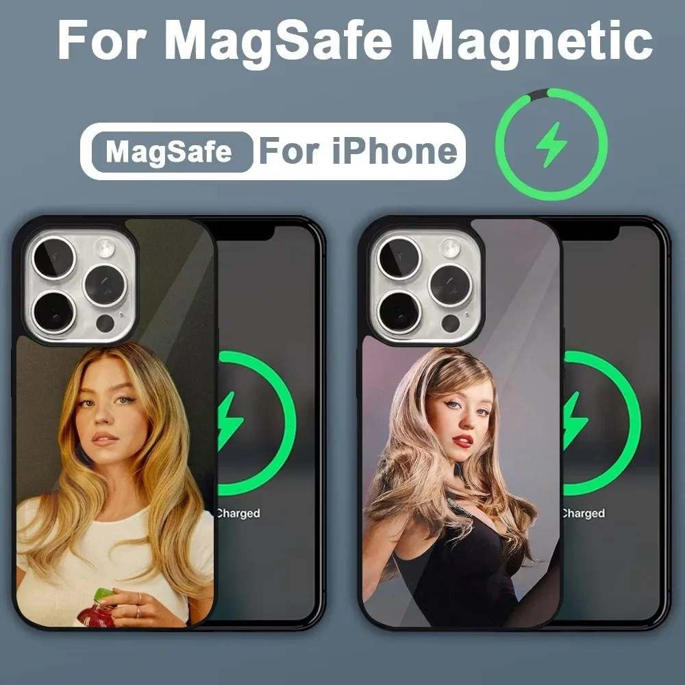 Actress S-Sydney Sweeney Phone Case For iPhone 16,15,14,13,12,11,Plus,Pro,Max,Mini Magsafe Magnetic Wireless Charging