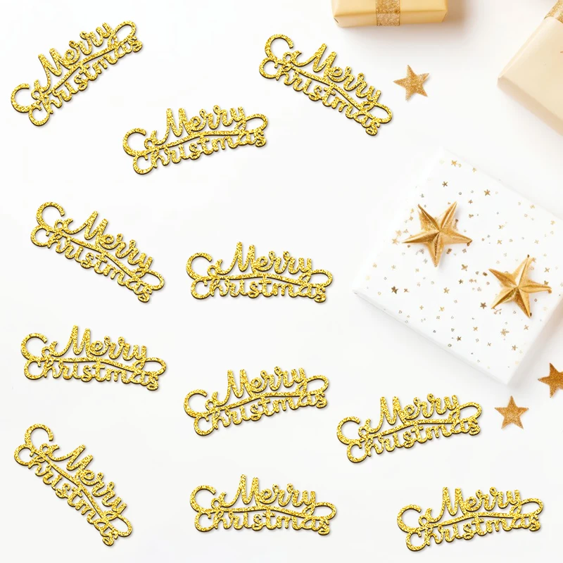 50 Stück Frohe Weihnachten Konfetti Weihnachtskonfetti für Party-Tischdekorationen Frohes Neues Jahr Weihnachtszubehör Werfen Sie Konfetti – Detail 1