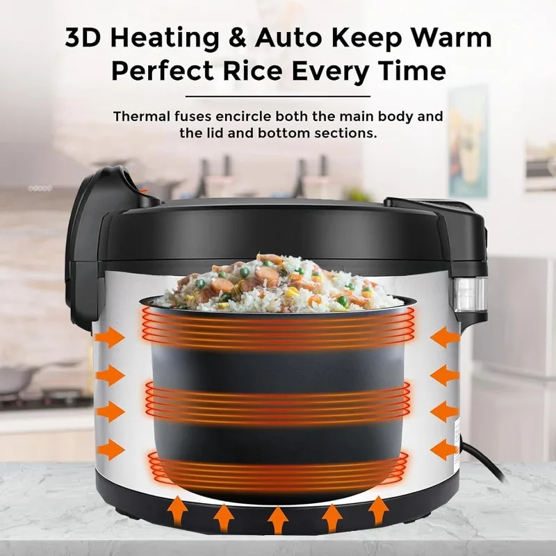 l Cuociriso e scaldariso (84 tazze cotte, 15,8 QT) Cuociriso grande intelligente 6 funzioni di cottura del riso Temporizzatore di ritardo 24 ore |   L L