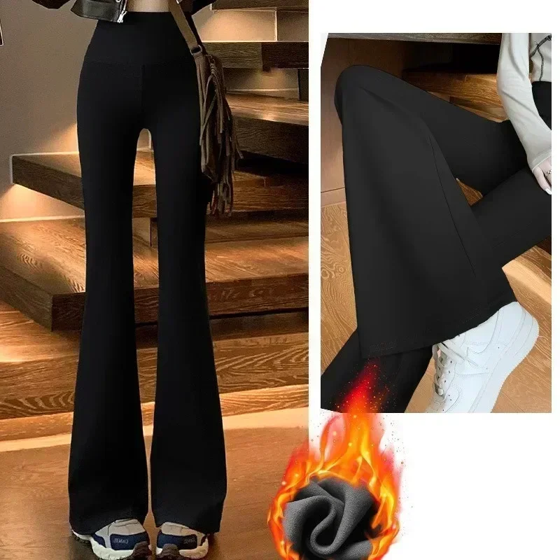 سروال القرش، سروال واسع الساق واسع النطاق، عالي الخصر، مقاس نحيف للربيع/الصيف، مقاس مخملي شتوي، سروال ضيق للملابس الخارجية