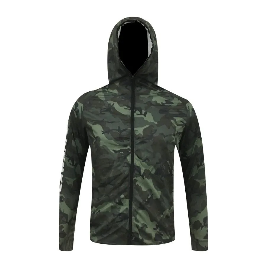 

2024 Hiking Sports Jersey Hooded Men's Outdoor Sublimation Printing Breathable Long Sleeve Fishing Anti-UV UPF 50+ Clothes