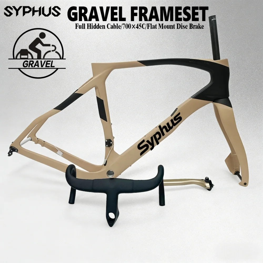 

Рама для гравийного велосипеда Syphus T1100 из карбона, 700*45C, рама для гравийного велосипеда BSA, дисковый тормоз, рама для гравийного шоссейного велосипеда