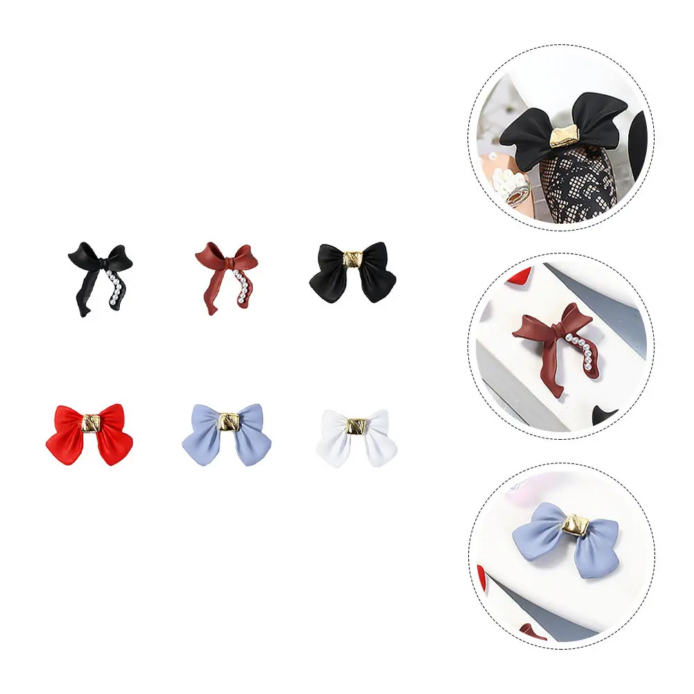 

6Pcs Nail Art Bowknot Decor Creative Elegant Bowknot Shaped Nail Decor Accessory Set for DIY Home Salon Gift Wife Girlfriend Mom