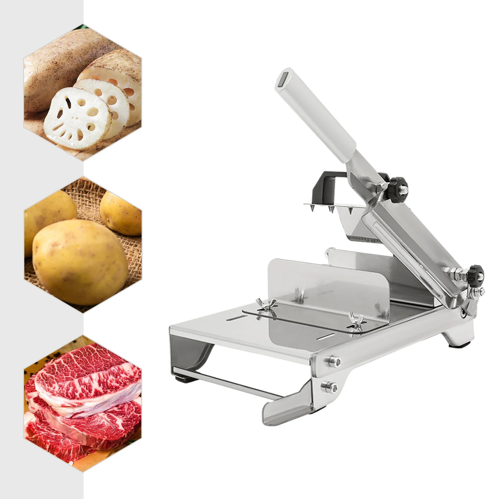 

Manual Meat Slicer, Stainless Steel Meat Food Slicer, Meat Chopper Slicer Suitable for Meat Vegetables Frozen Meat