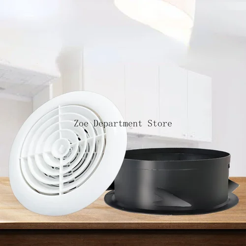 Imagen 2 del producto Rejilla redonda de plástico ABS para rejilla de ventilación, difusor de ventilación, manguera de conductos, montado en la pared y en el techo, color blanco, 3, 4, 5, 6 y 8 pulgadas