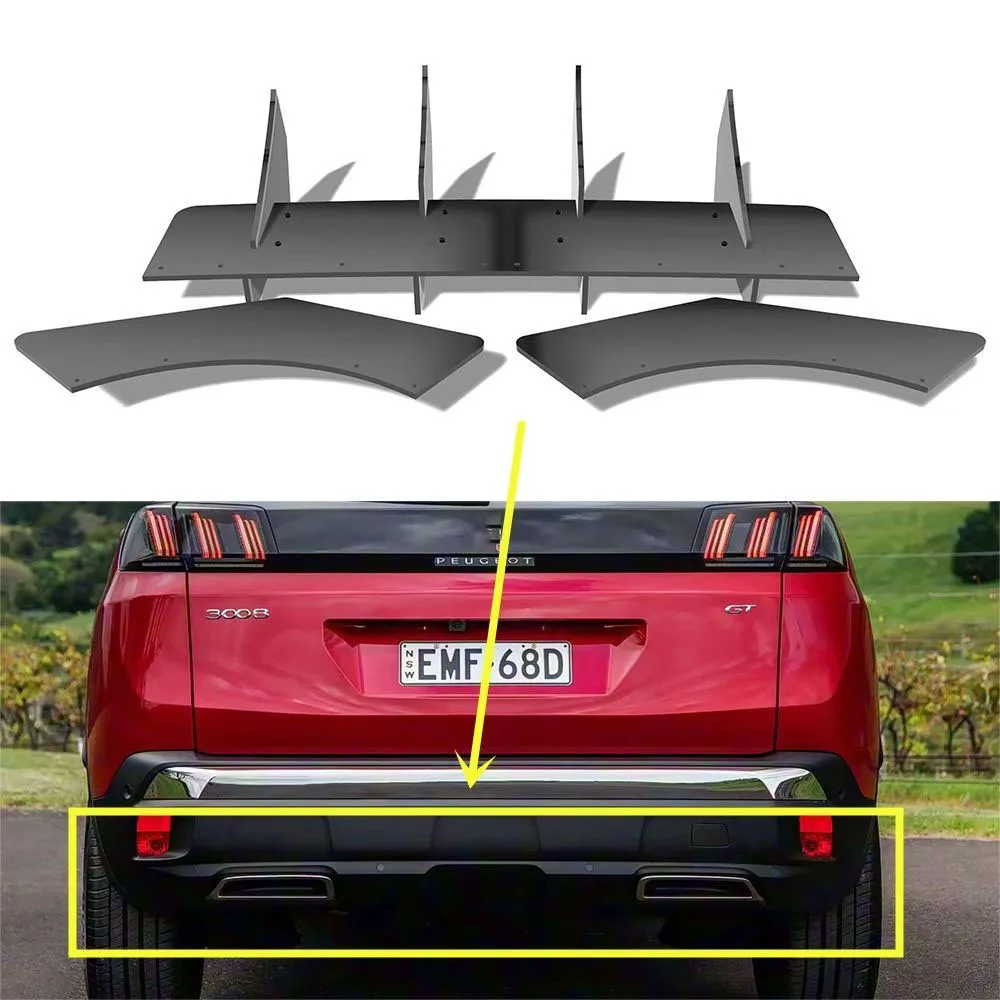 

For 2016-2021 Year Peugeot 3008 GT Rear Bumper Diffuser Lips Splitter Spoiler Body Kit Accessories
