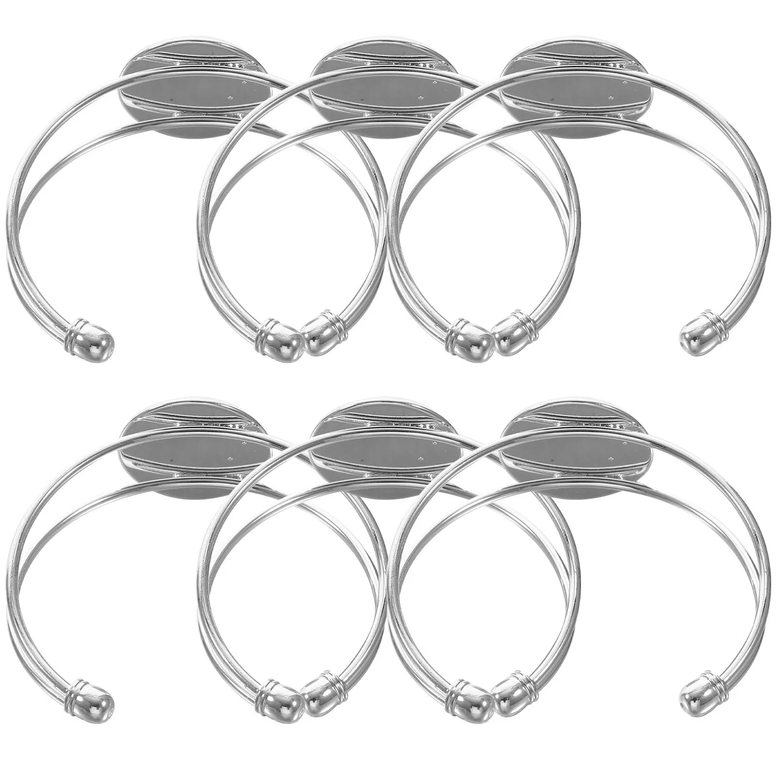 6pcs 25Mm Round Copper Bracelet Base Plates Diy Jewelry Making Craft Bezels For Resin Pendant Glass Chain Oval Charm Gift