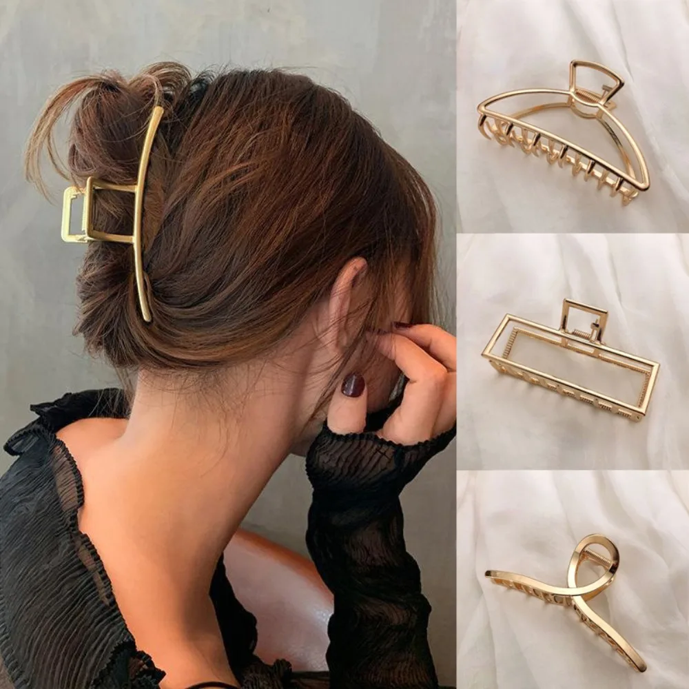 Pinzas geométricas huecas para el cabello para mujer, pinza de Metal para el pelo, horquilla cruzada, diadema, cangrejo, accesorios de moda