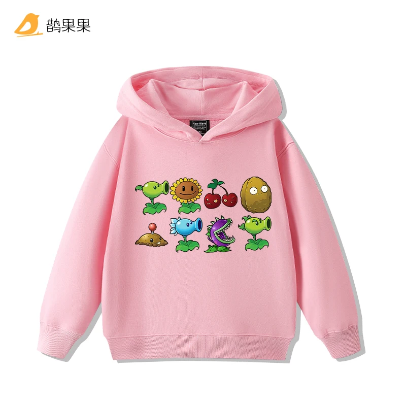 الإبداعية متعة النباتات مقابل لعبة الزومبي طباعة الأولاد البلوز الدافئة للأطفال عارضة أزياء الخريف والشتاء الصوف مقنعين البلوز