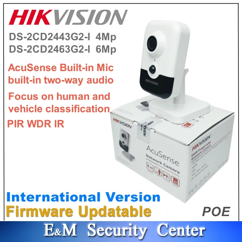 Original Hikvision 4MP DS-2CD2443G2-I AcuSense Built-in Mic Fixed Cube Network Camera