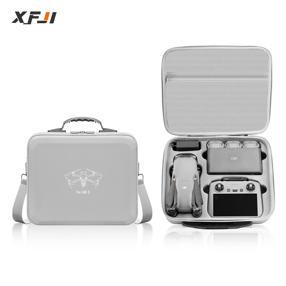 XFJI Portable Carrying Case for DJI Air 3/Air 3S Storage Box DJI Air3S Hard Case Drone Accessories PU Splash-proof Shoulder Bag