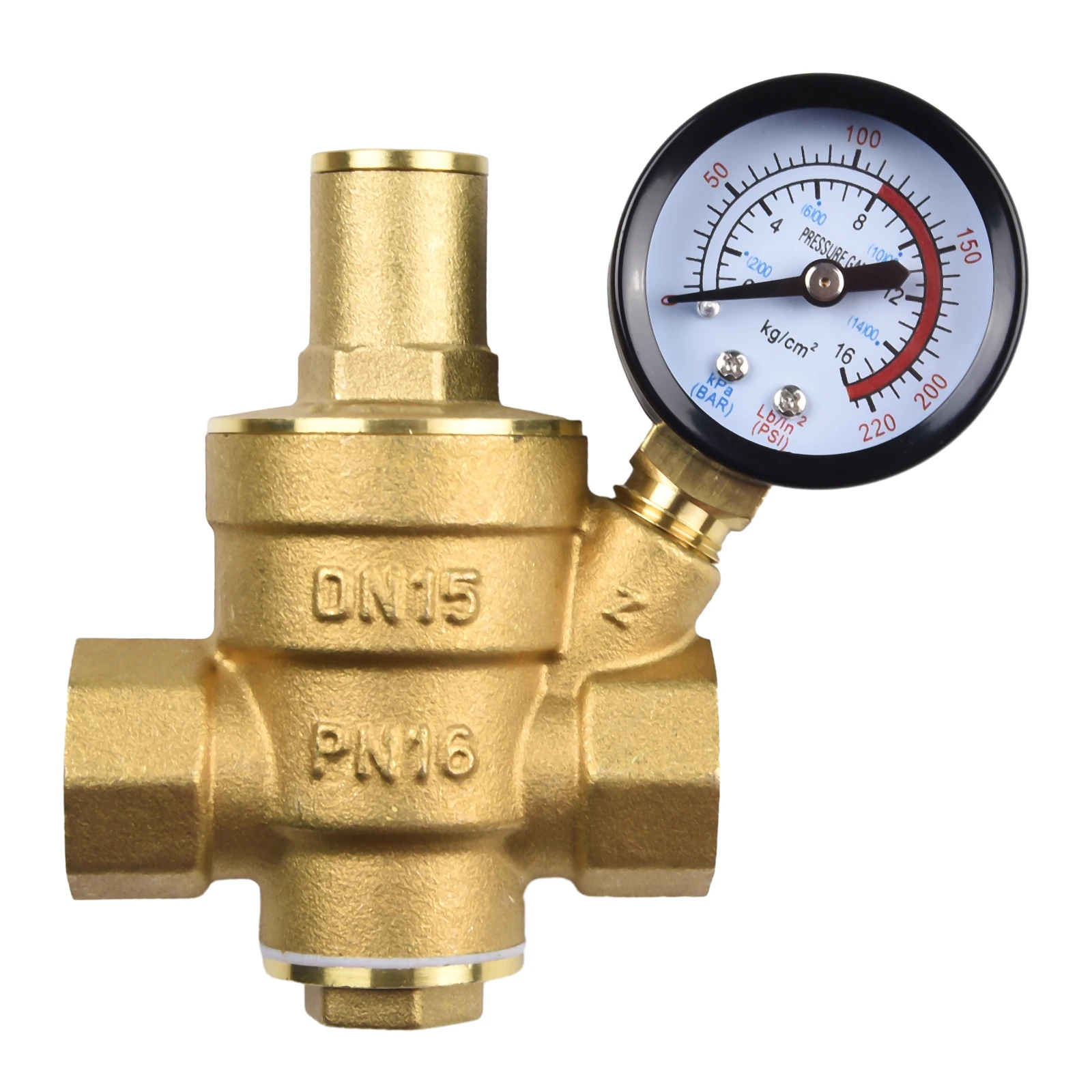 

Pressure Regulator Brass DN15 Water Pressure Regulator NPT 1/2\\\" Adjustable Reducer W/ Gauge Meter Pressure Reducing Valve