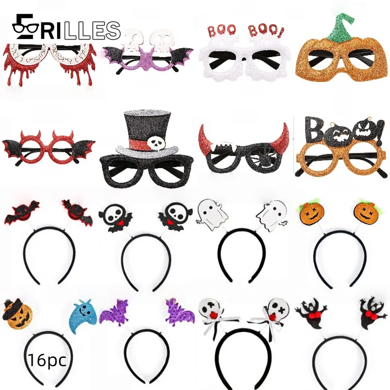

Набор повязок на голову на Хэллоуин с жуткими очками, комплект аксессуаров для вечеринок для костюмированных вечеринок, трюк или жизнь, праздничный праздник