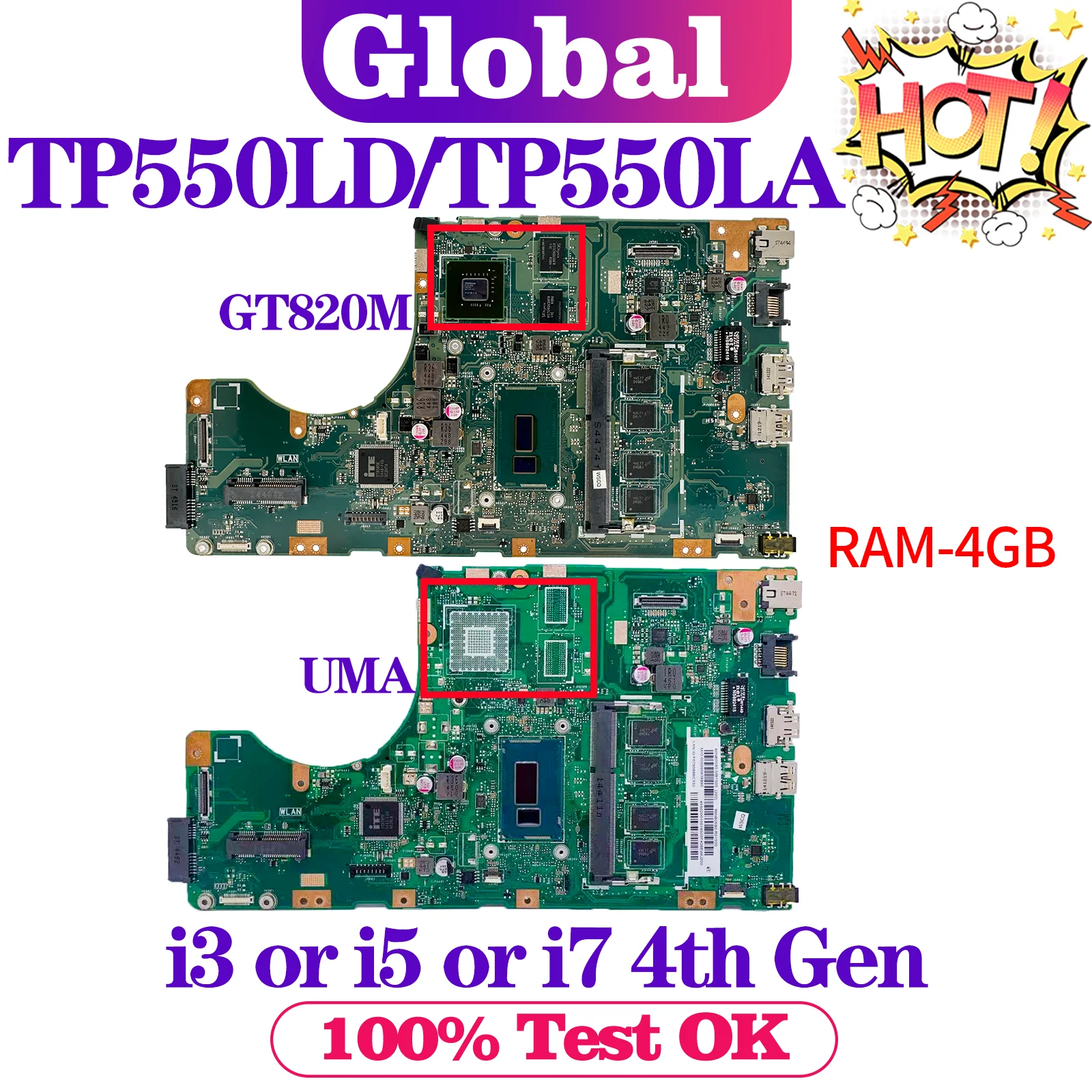 

KEFU Mainboard For ASUS TP550LD TP550LJ TP550LA TP550L J550LA J550LD Laptop Motherboard I3 I5 I7 4th Gen 4GB/RAM GT820M/UMA