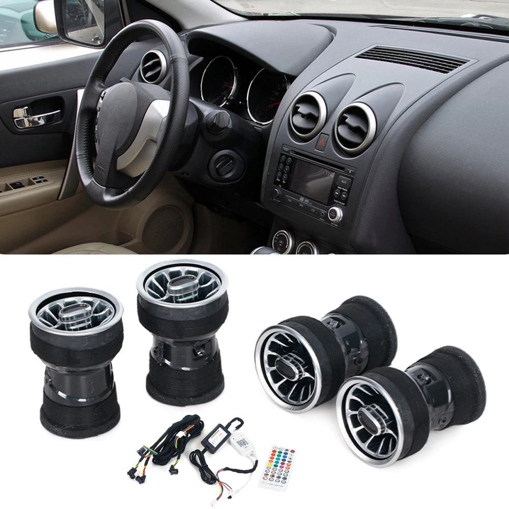 

Для Nissan Qashqai J10 2007-2013: Светодиодная накладка на переднюю панель приборов, дефлектор кондиционера, турбо-вентиляционное отверстие, элементы отделки салона, автомобильные аксессуары