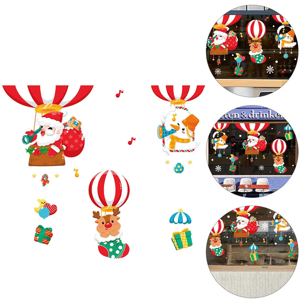 

2Pcs Christmas Santa Claus Window Sticker Removable PVC Cartoon Decorative Xmas Wall Decals Waterproof Christmas Decoration