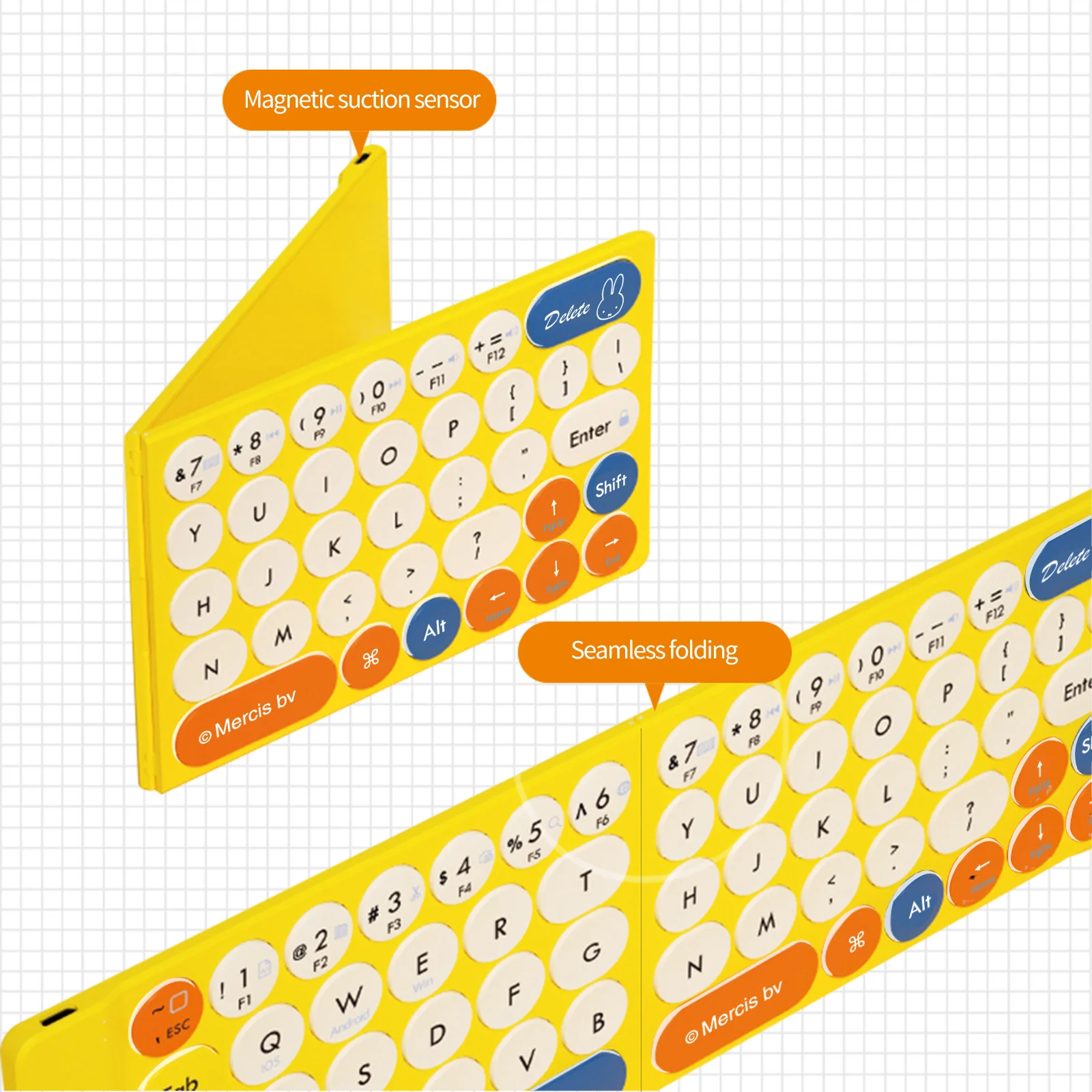 Miffy X MIPOW Mini tastiera pieghevole per iPhone Slim Wireless Bluetooth Ipad Keyboard per IOS tastiera pieghevole Bluetooth Desktop