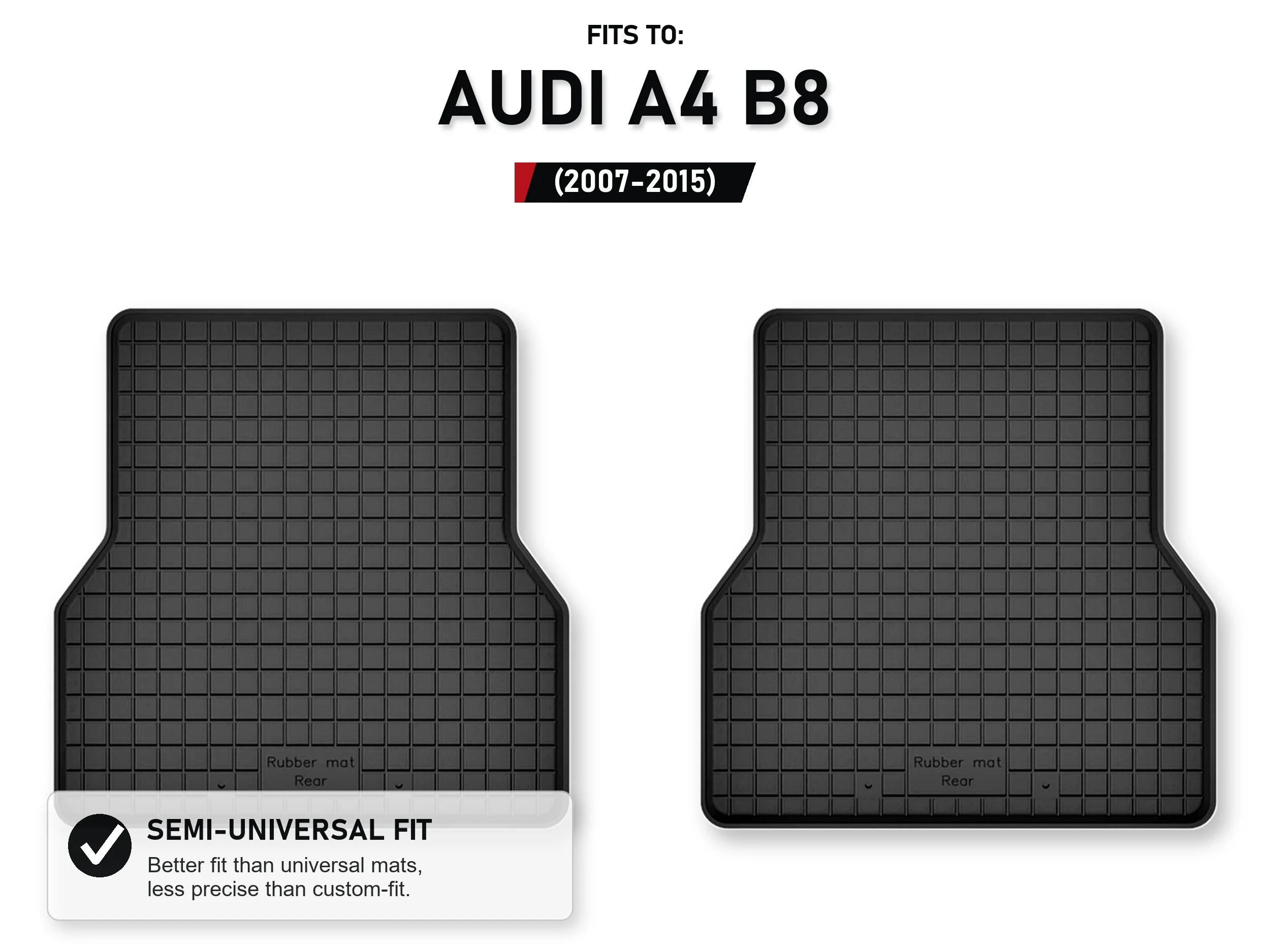 Rubberen bakmatten achterin voor: Audi A4 B8 2007-2015, 2 stuks