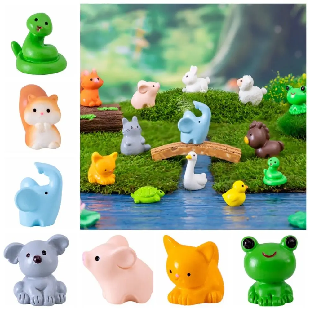 Cat Duck Sheep Squirrel Frog Turtle Animals Micro Landscape Ornaments Cute Handmade Zodiac Animals Miniatures Resin Crafts