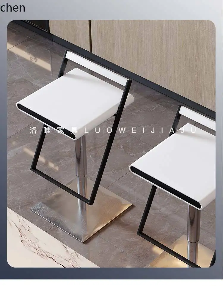 HT Stainless Steel Swivel Table Chair Household High Chair Modern Simple Lifting Bar Chair