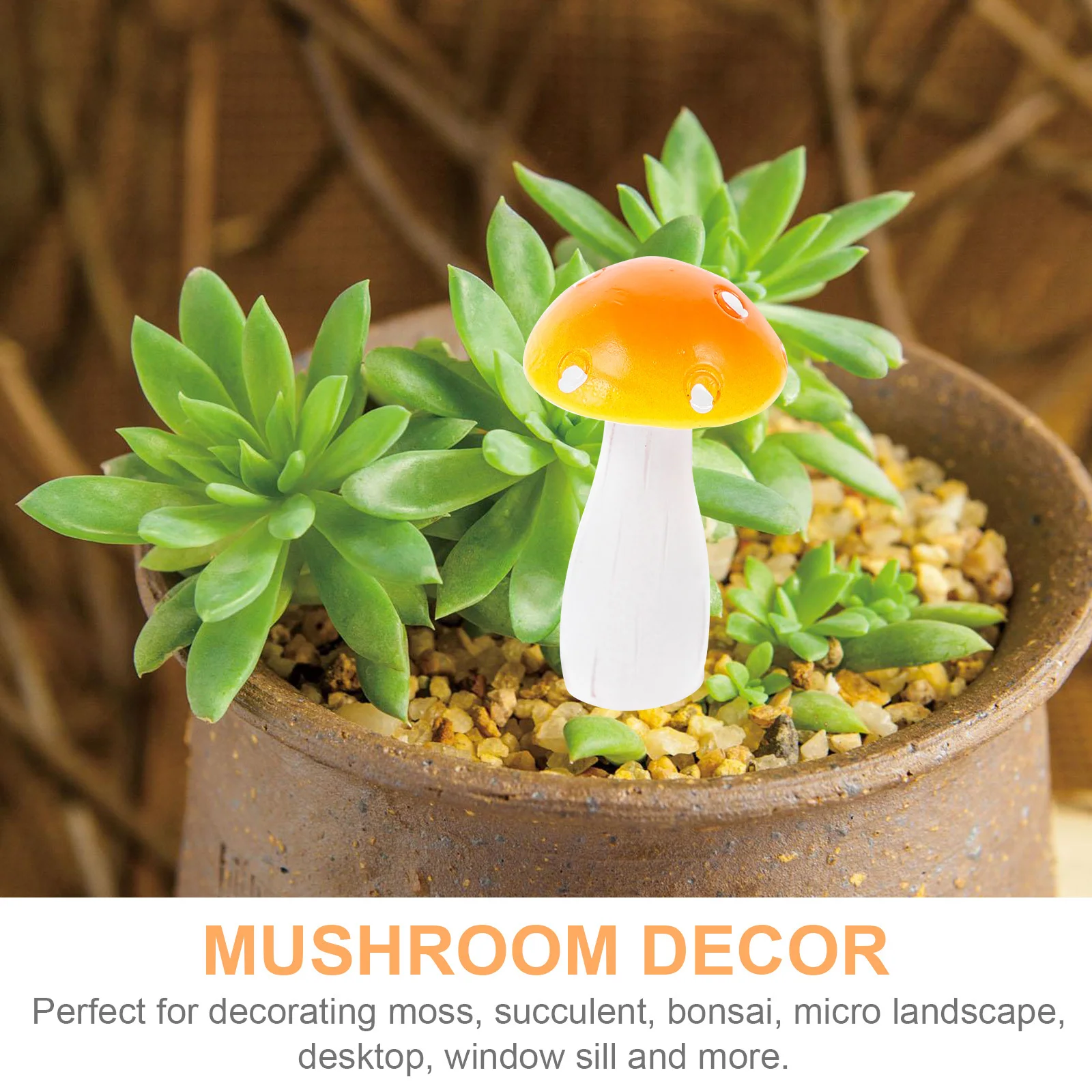 

5Pcs Mini Yellow Mushroom Garden Decor Creative Resin Miniatures for Flower Pot Fairy Garden Party Decoration Indoor Outdoor