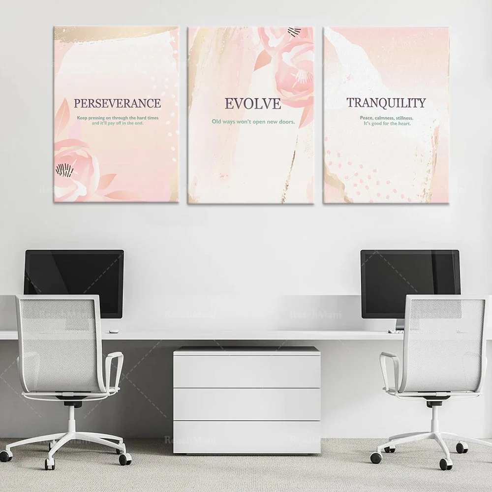 Set Wall Art Evolution Tranquil Perseverance Motivation Wall Art Canvas Print Poster Office Entrepreneur Motivation