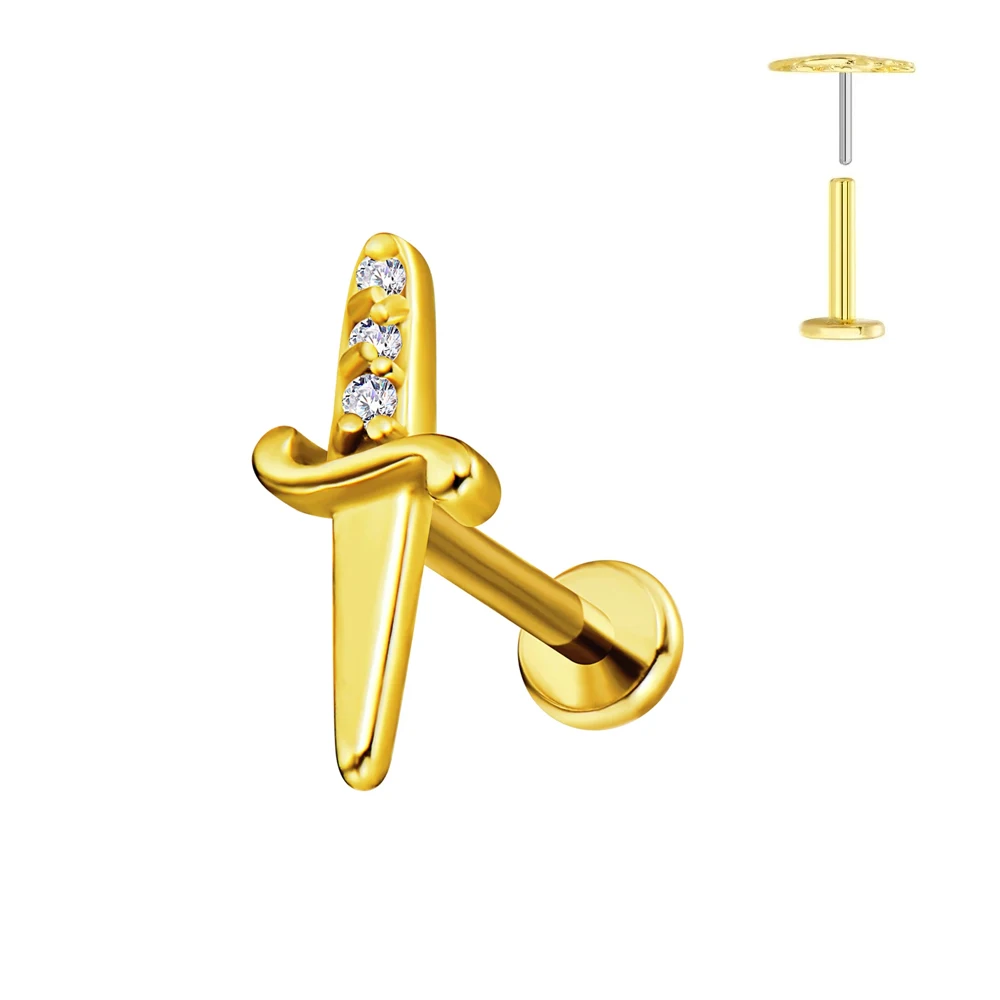 G23 Titanium Moon Labret Piercing  Push In Earring Stud star Threadless Cartilage Flatback Nose Stud Piercing Body Jewelry