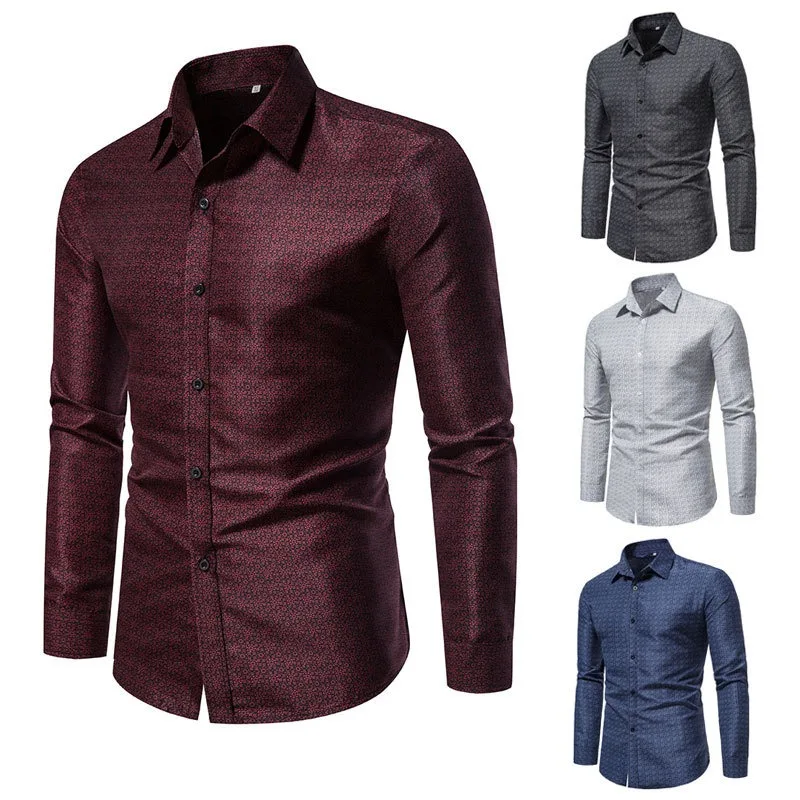 Hot Selling Minimalist and Fashionable Printed Men's Long Sleeved Shirt Korean Version Loose Casual Shirt Men's Trend