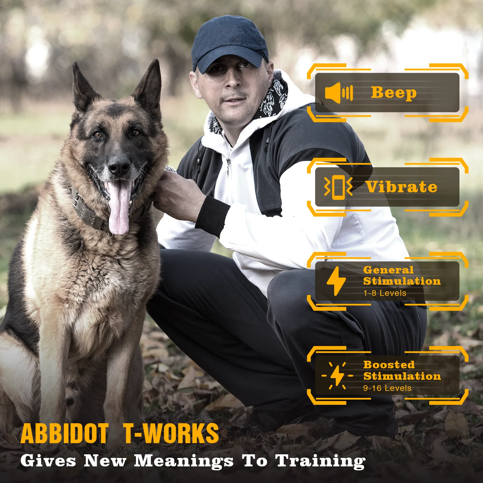 ABBIDOT T-WORKS Electric Shock Collar for Large Dog Training Collar 3/4 Mile Range No Bark Waterproof Rechargeable 920 Strap